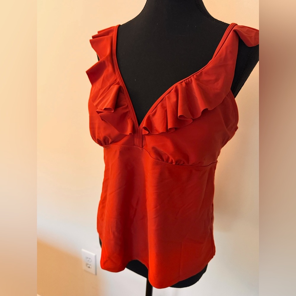 Time and Tru Women's Swim Top in Vibrant Red